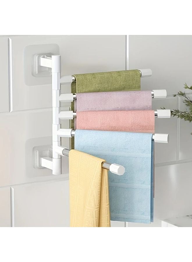 2 Layer Wall Mounted Foldable Stainless Steel Rotating Towel Rack No Drill Installation Space Saving - Image 1